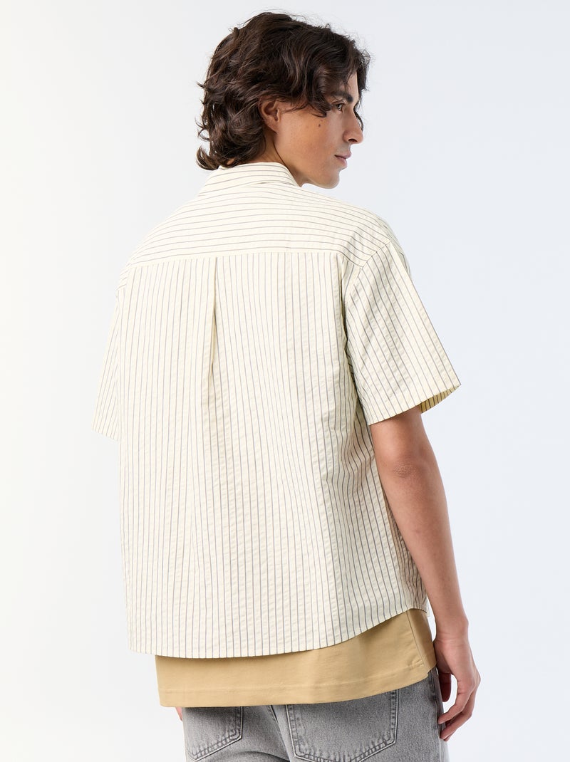 Chemise manches courtes  avec broderies Beige - Kiabi