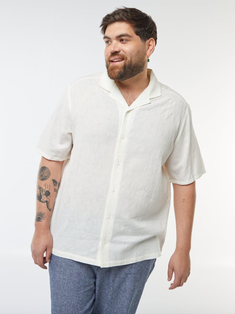 Chemise manches courtes avec broderies Blanc - Kiabi