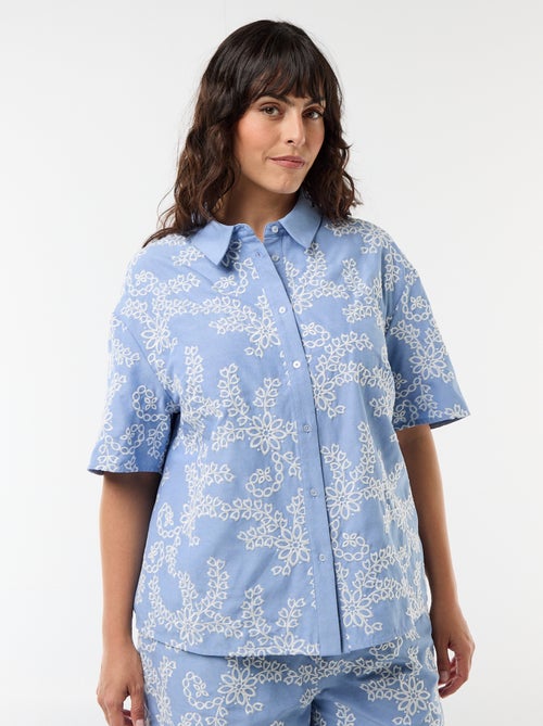 Chemise manches courtes avec broderies - Kiabi
