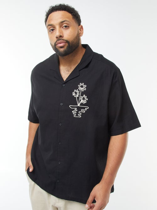 Chemise manches courtes avec broderies fantaisies devant - Kiabi