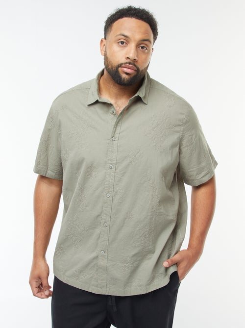 Chemise manches courtes avec broderies fleurs all over - Kiabi