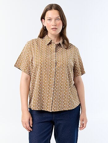 Chemise manches courtes avec imprimé brodé