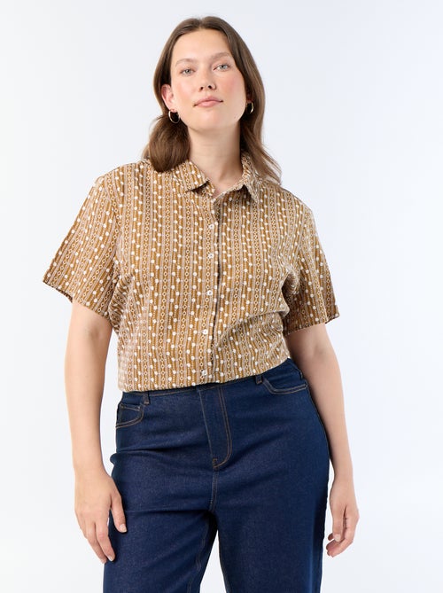 Chemise manches courtes avec imprimé brodé - Kiabi