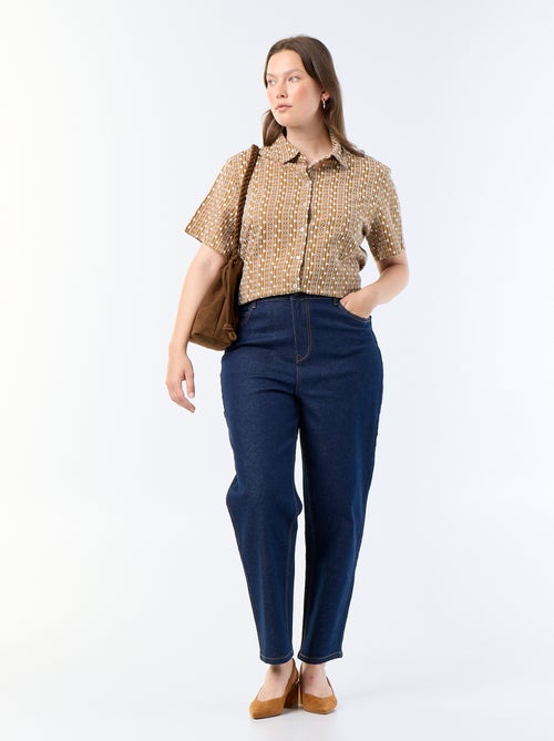 Chemise manches courtes avec imprimé brodé - Kiabi