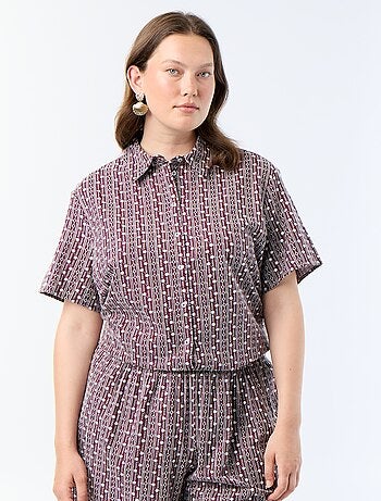 Chemise manches courtes avec imprimé brodé