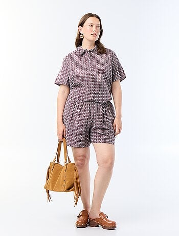 Chemise manches courtes avec imprimé brodé