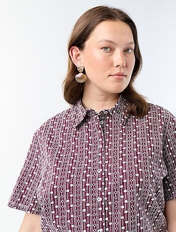 Chemise manches courtes avec imprimé brodé