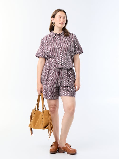 Chemise manches courtes avec imprimé brodé - Kiabi
