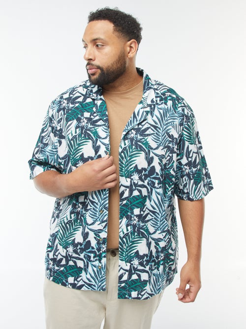 Chemise manches courtes avec motif à fleurs - Kiabi