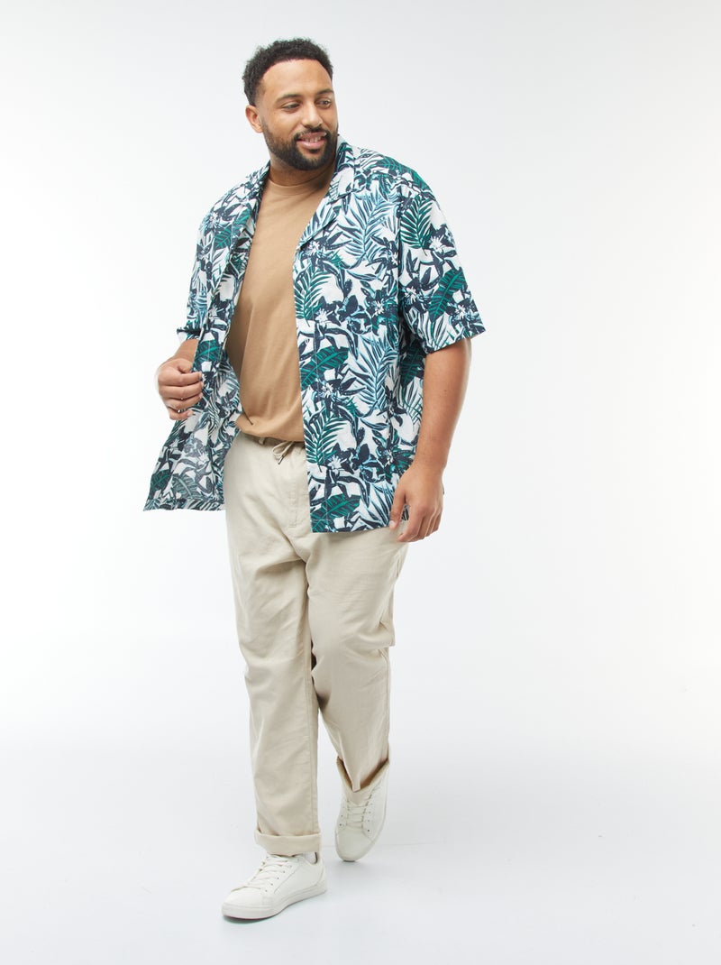 Chemise manches courtes avec motif à fleurs Bleu - Kiabi