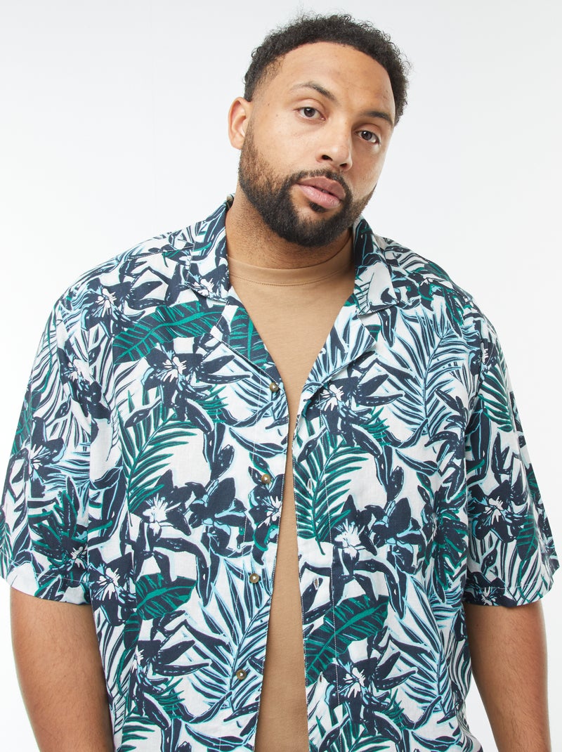 Chemise manches courtes avec motif à fleurs Bleu - Kiabi