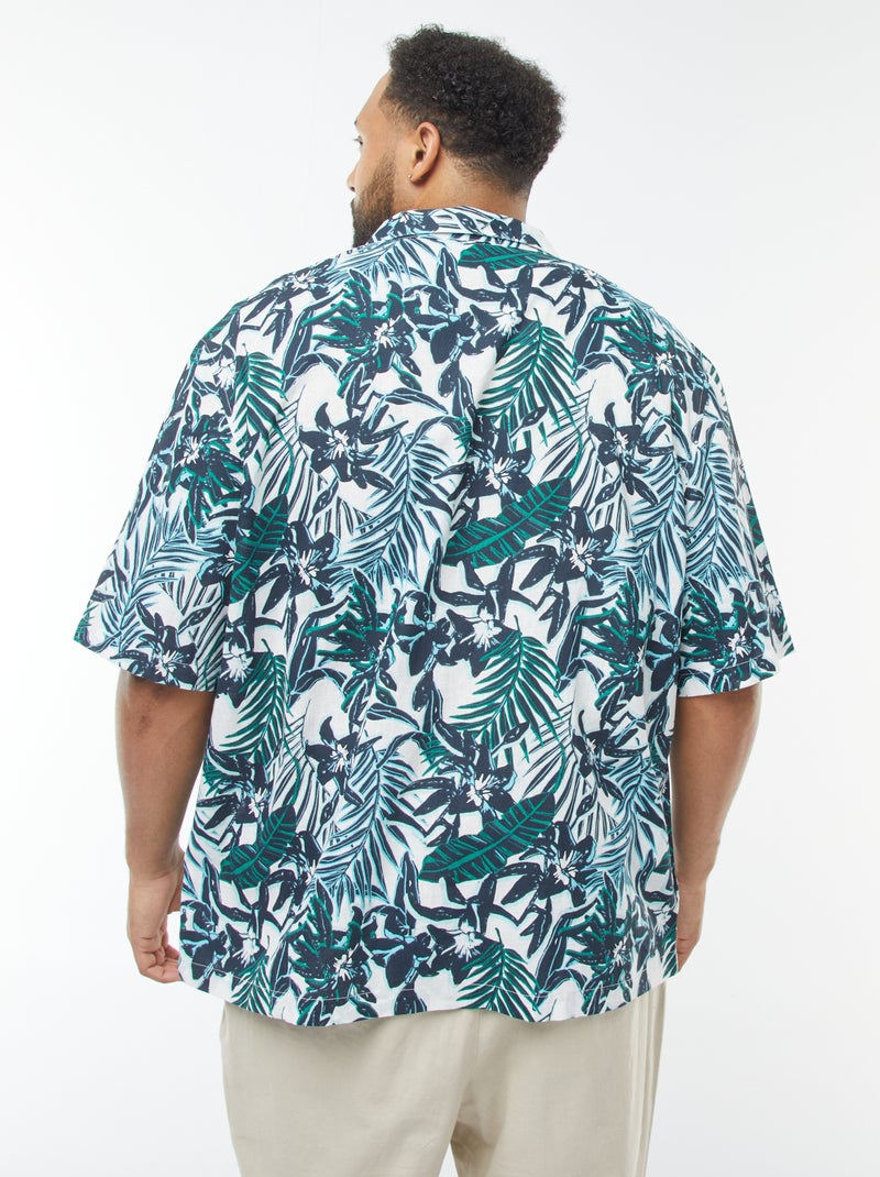 Chemise manches courtes avec motif à fleurs Bleu - Kiabi