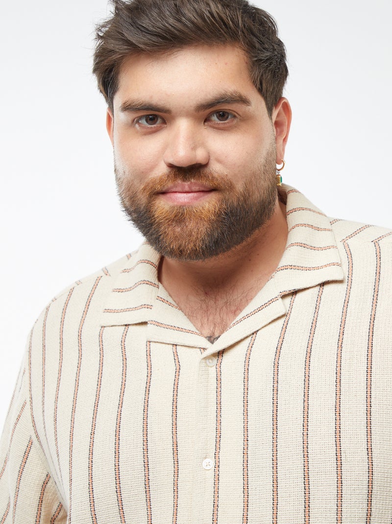 Chemise manches courtes avec motif rayé Blanc - Kiabi