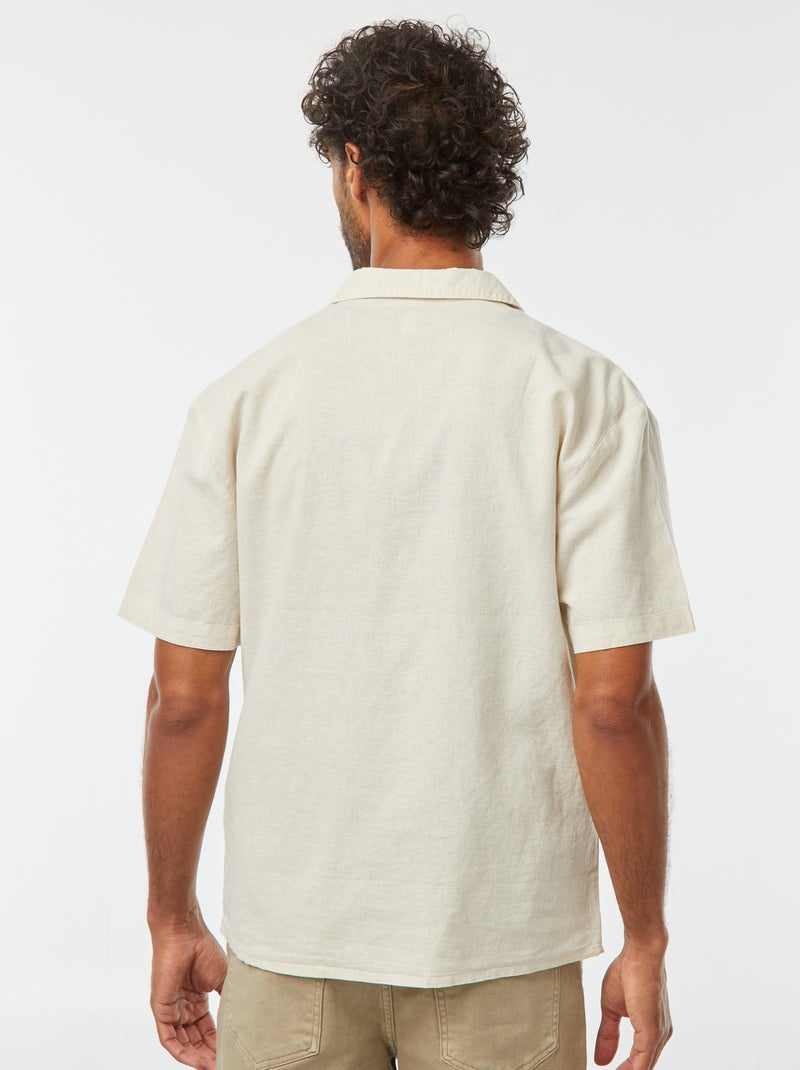 Chemise manches courtes avec poche poitrine beige - Kiabi