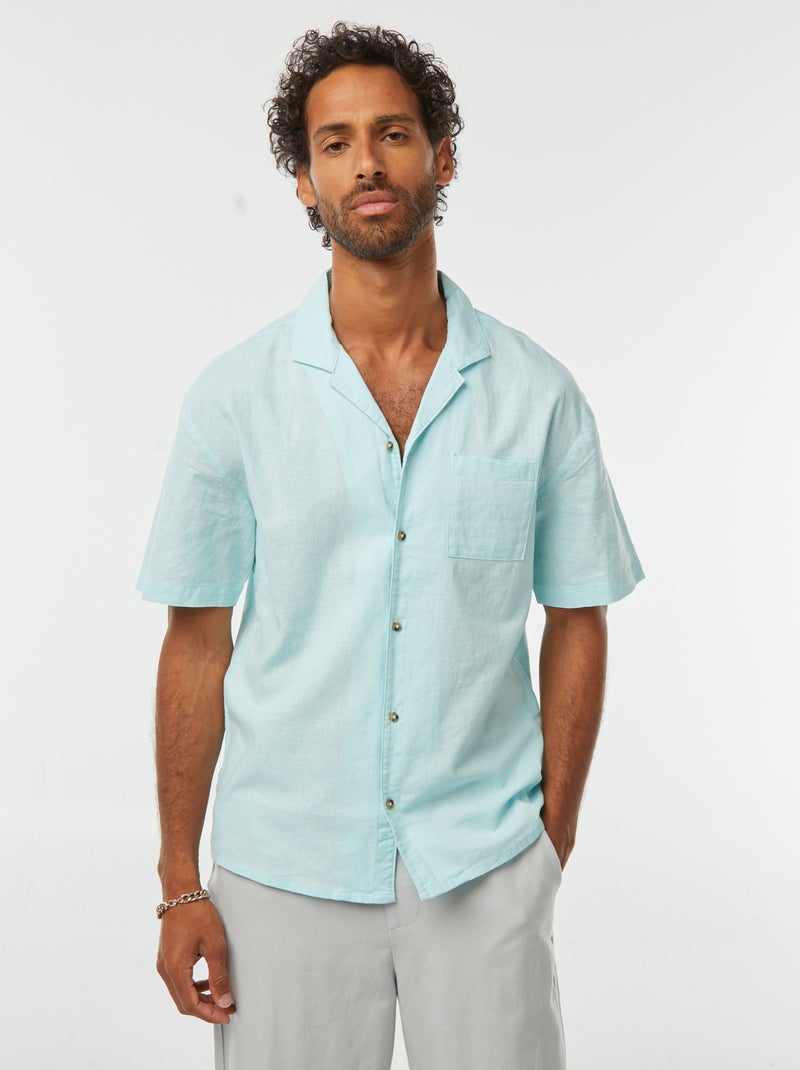 Chemise manches courtes avec poche poitrine Bleu - Kiabi