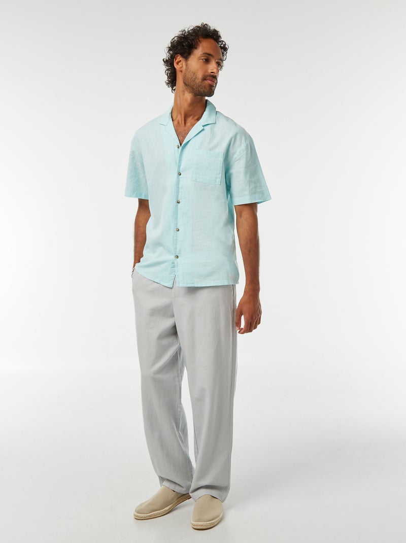 Chemise manches courtes avec poche poitrine Bleu - Kiabi