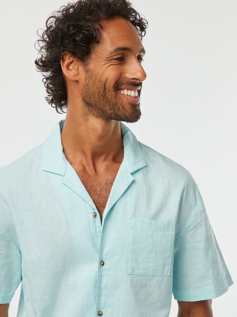 Chemise manches courtes avec poche poitrine Bleu - Kiabi