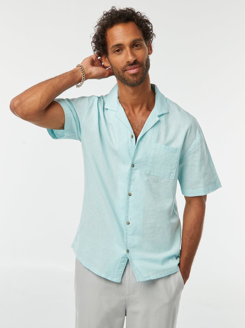 Chemise manches courtes avec poche poitrine Bleu - Kiabi