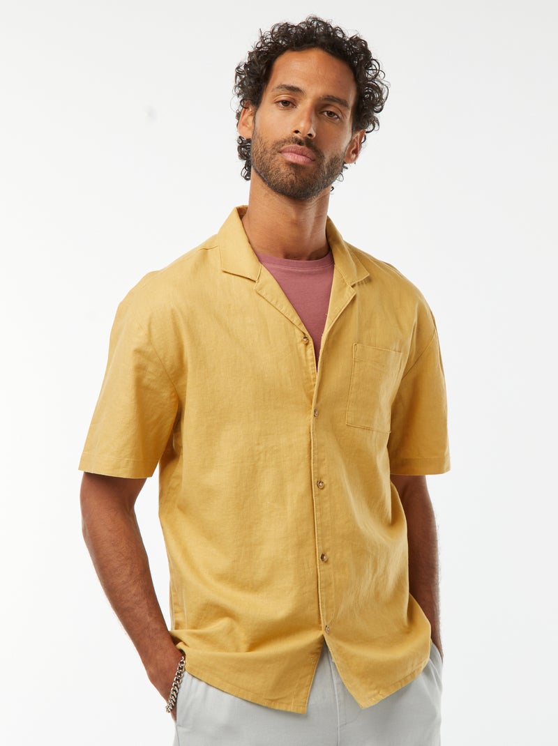 Chemise manches courtes avec poche poitrine Jaune - Kiabi