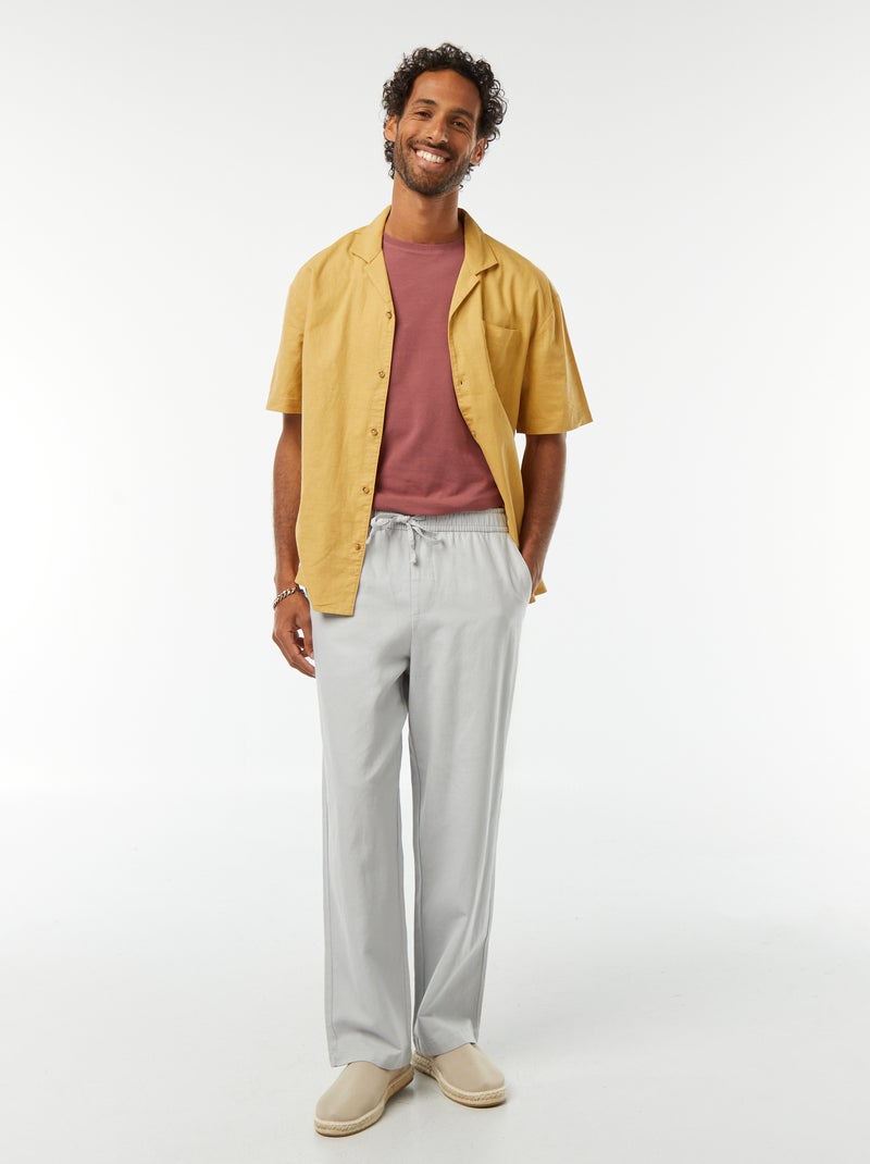 Chemise manches courtes avec poche poitrine Jaune - Kiabi