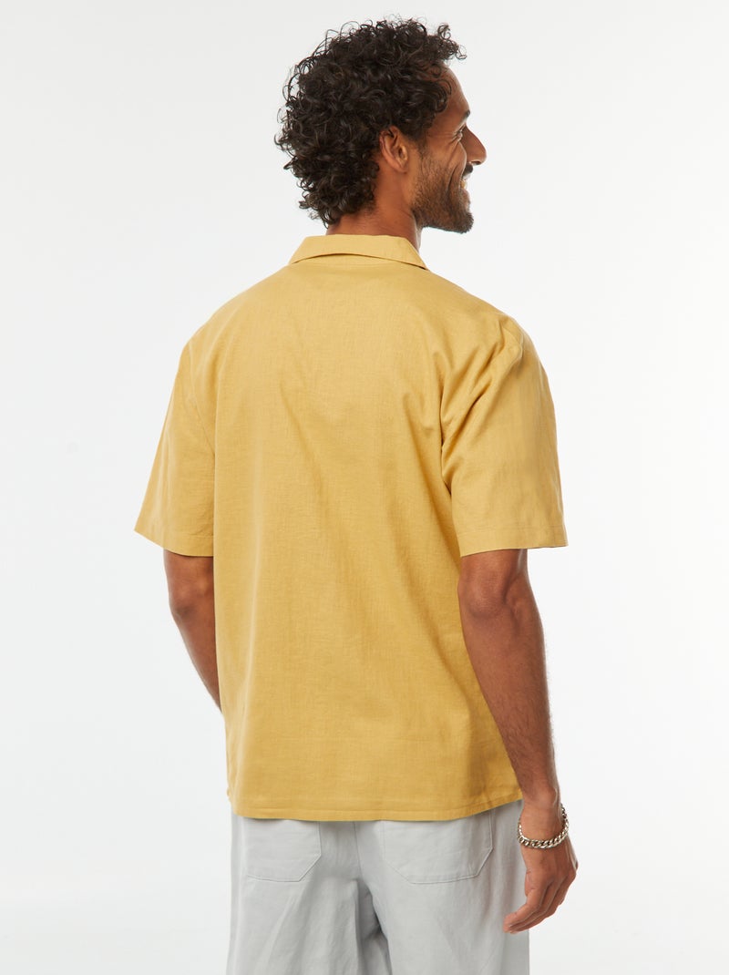 Chemise manches courtes avec poche poitrine Jaune - Kiabi
