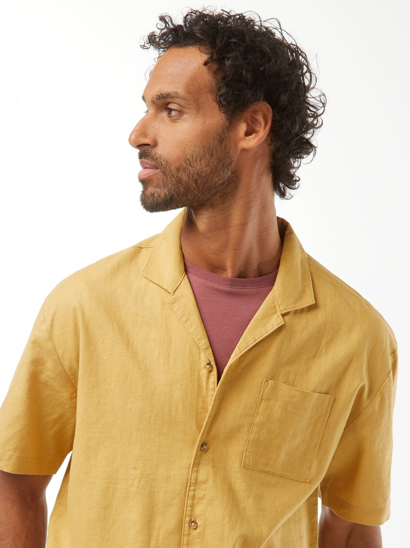 Chemise manches courtes avec poche poitrine Jaune - Kiabi
