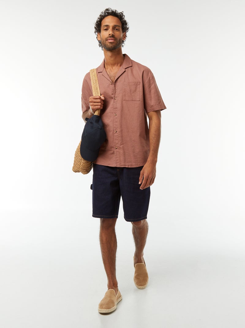 Chemise manches courtes avec poche poitrine Marron - Kiabi