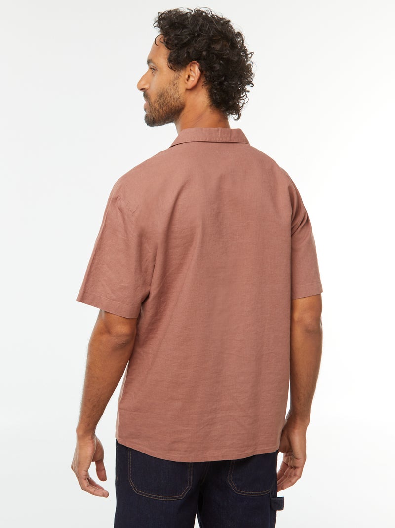 Chemise manches courtes avec poche poitrine Marron - Kiabi