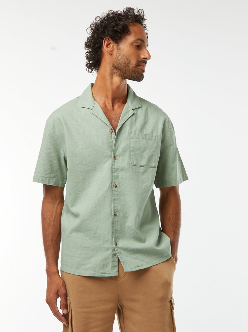 Chemise manches courtes avec poche poitrine Vert - Kiabi