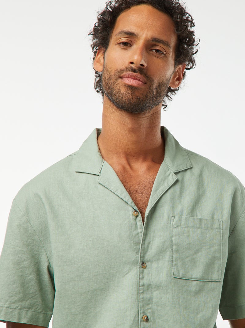 Chemise manches courtes avec poche poitrine Vert - Kiabi