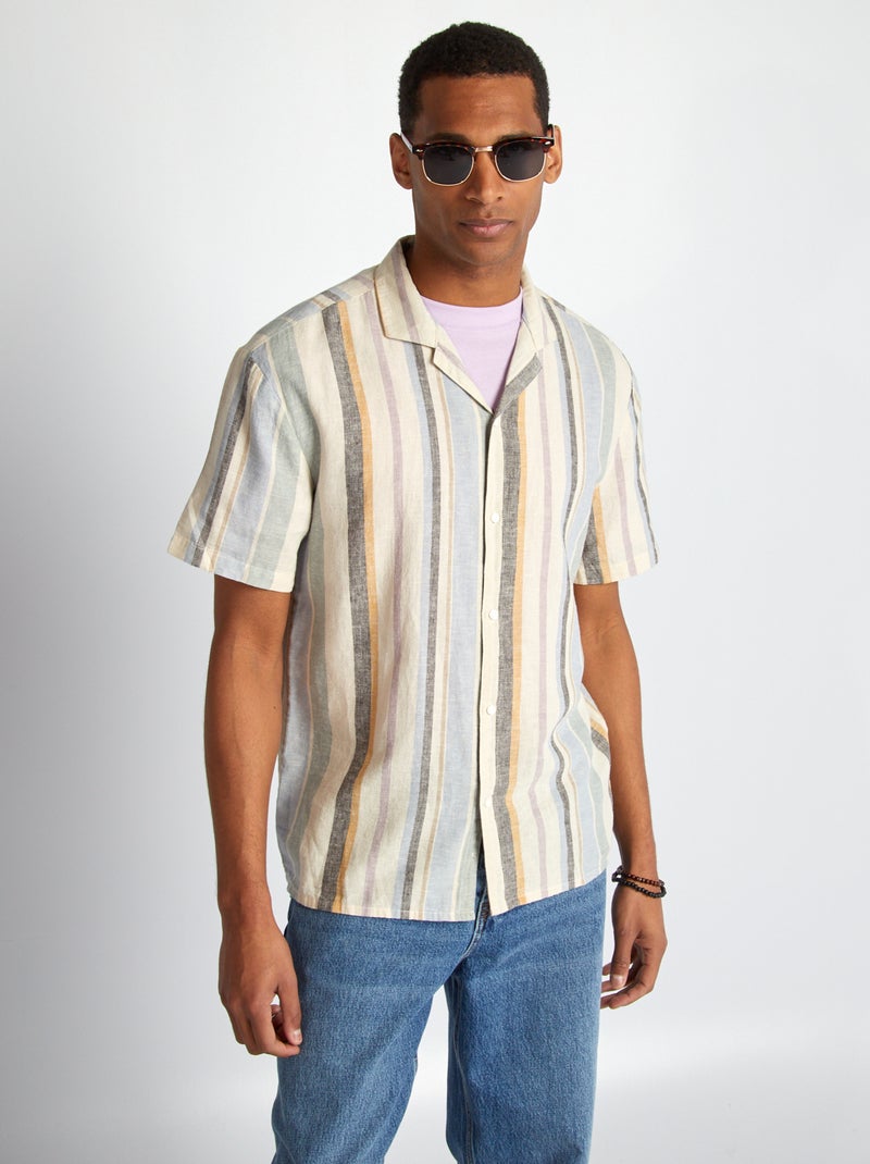 Chemise manches courtes Beige - Kiabi