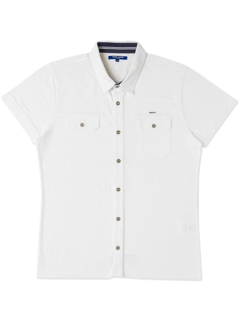Chemise manches courtes blanche Homme - Terre de Marins Bleu - Kiabi