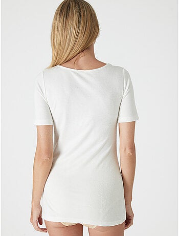 Chemise manches courtes col v dentelle - daxon