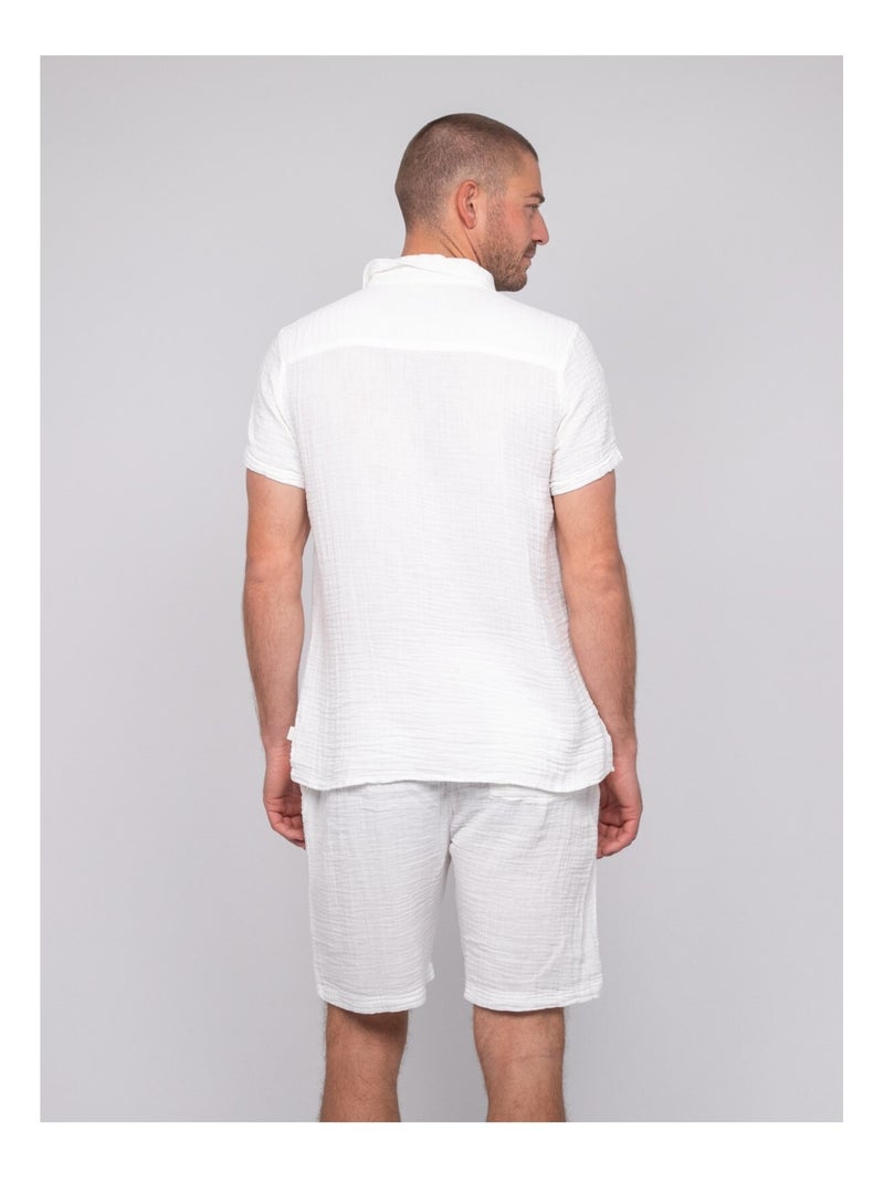 Chemise manches courtes coton DOUMAKI Bleu marine - Kiabi