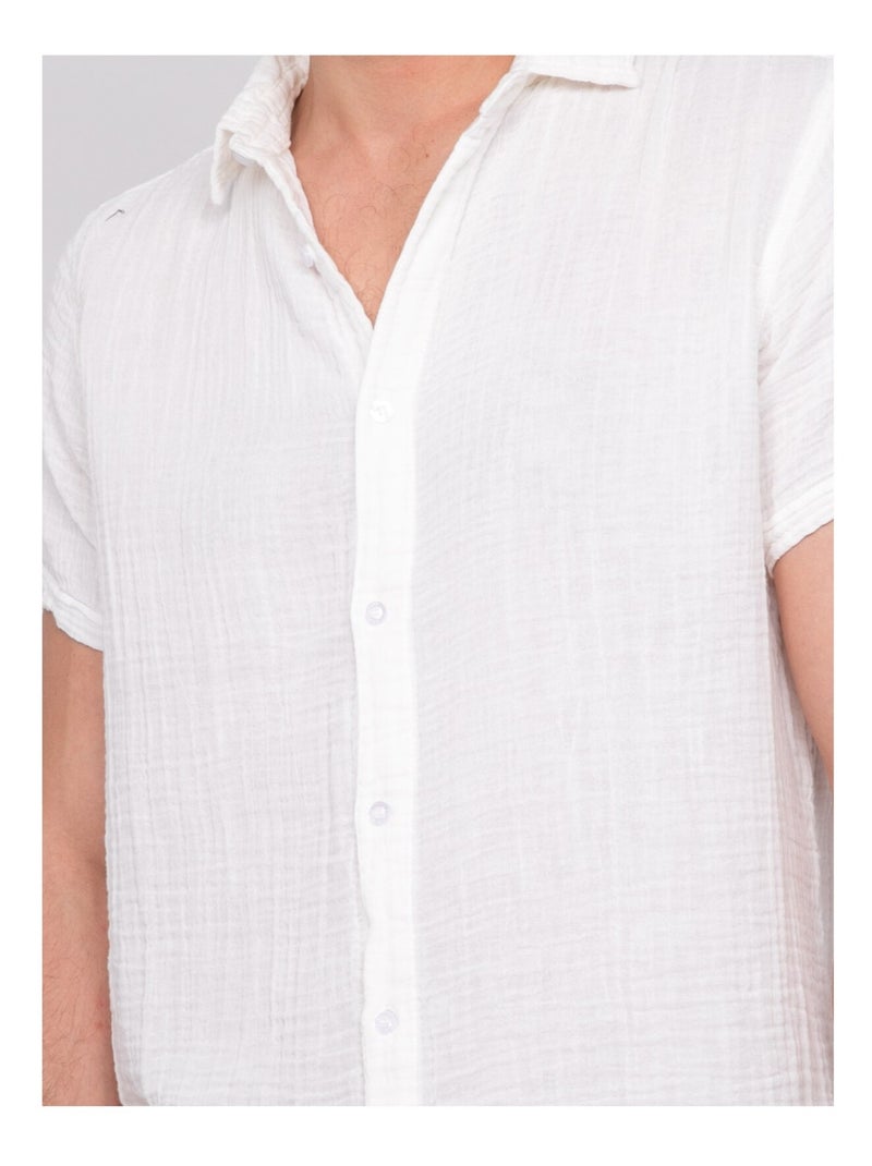 Chemise manches courtes coton DOUMAKI Bleu marine - Kiabi