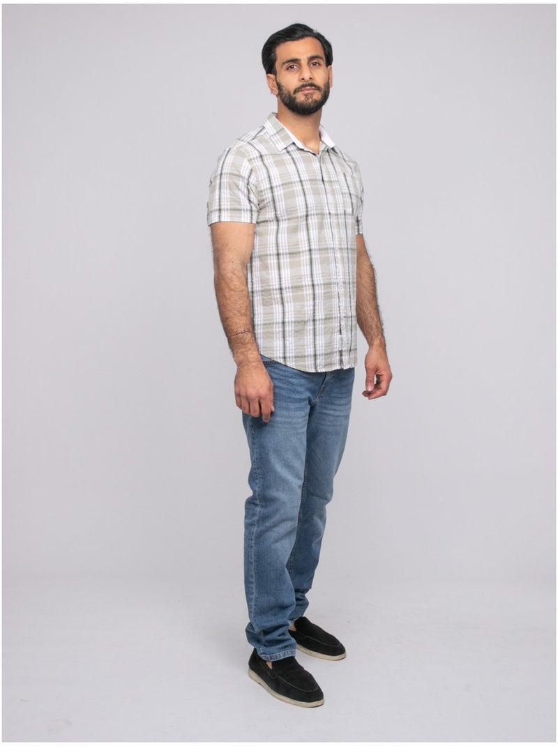 Chemise manches courtes DOLBARAT Kaki - Kiabi