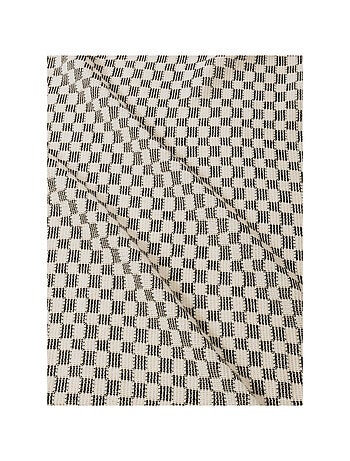 Chemise manches courtes en coton écrue à petits carreaux et à col cubain