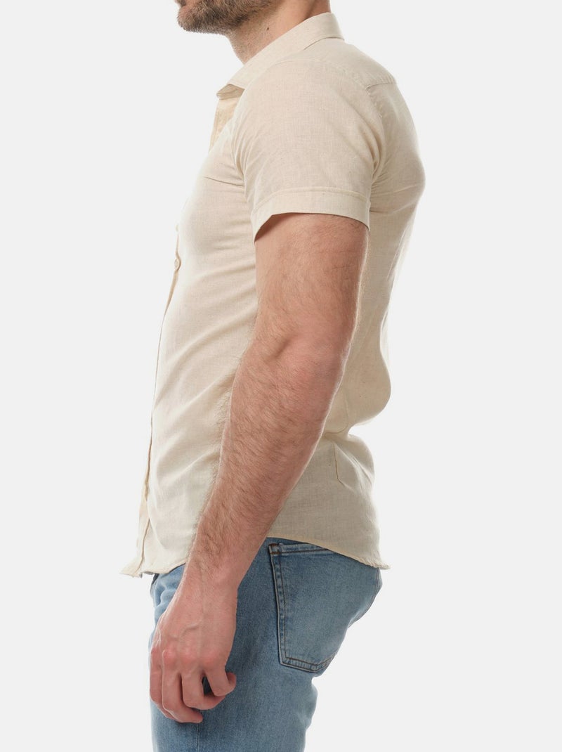 Chemise manches courtes en lin Beige clair - Kiabi