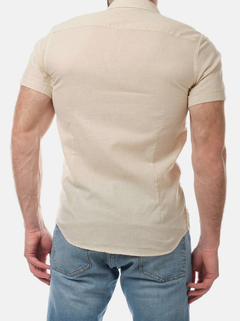 Chemise manches courtes en lin Beige clair - Kiabi