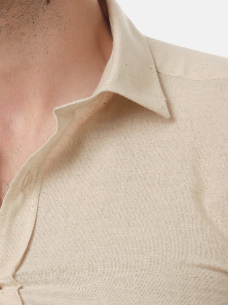 Chemise manches courtes en lin Beige clair - Kiabi