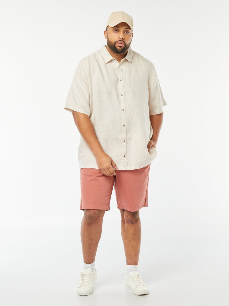 Chemise manches courtes en lin Beige - Kiabi