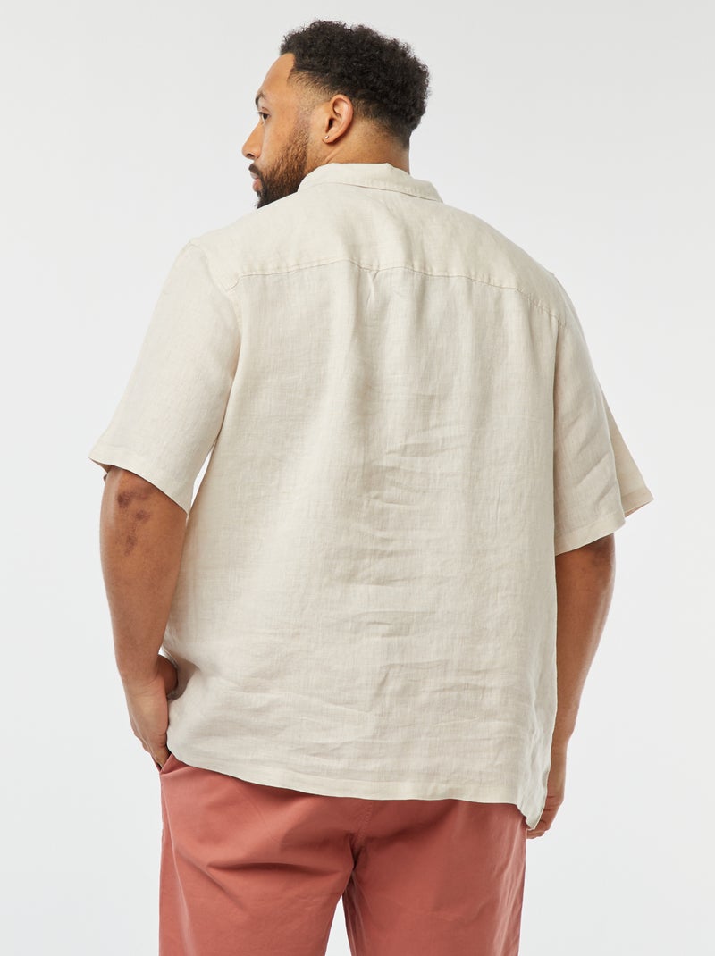 Chemise manches courtes en lin Beige - Kiabi