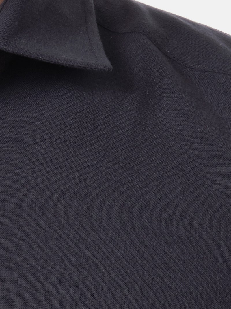 Chemise manches courtes en lin Bleu foncé - Kiabi