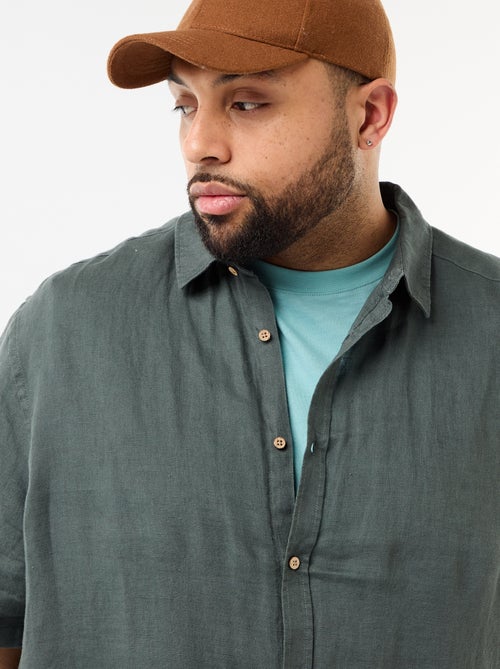 Chemise manches courtes en lin - Kiabi