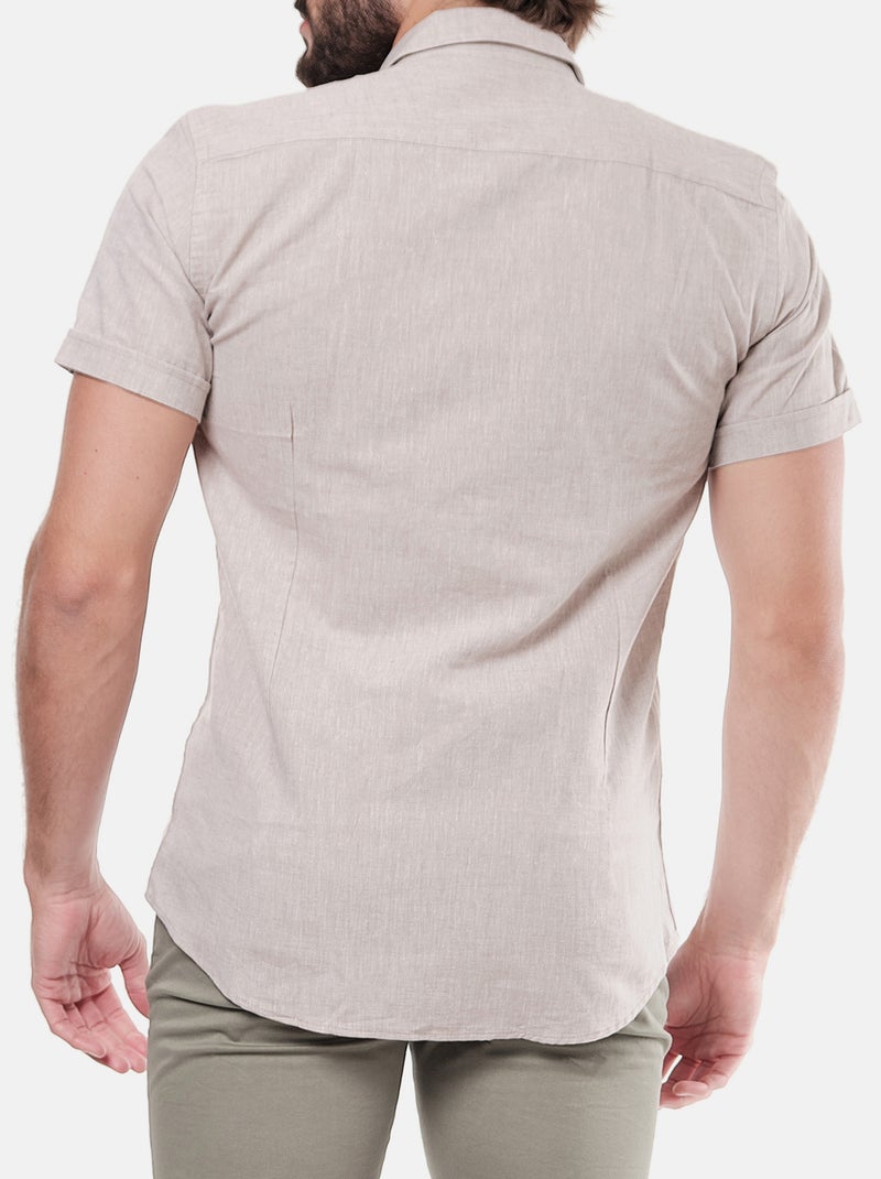 Chemise manches courtes en lin Marron glacé - Kiabi