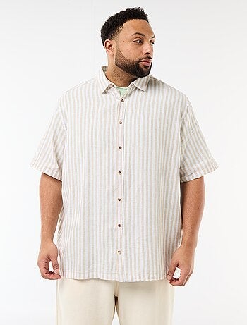 Chemise manches courtes en lin mélangé