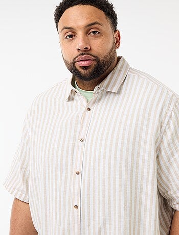 Chemise manches courtes en lin mélangé