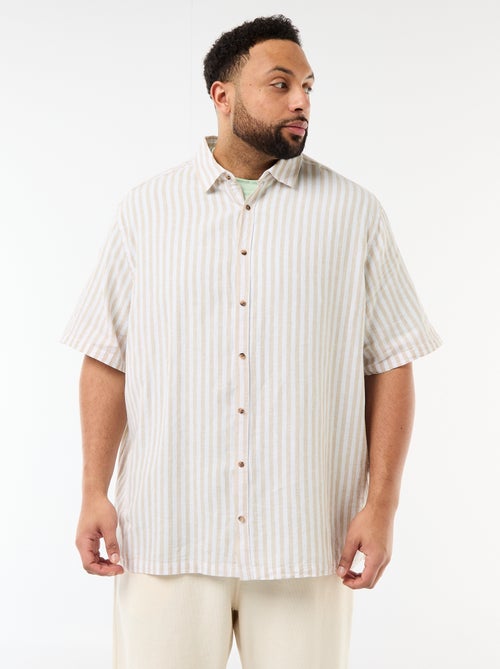 Chemise manches courtes en lin mélangé - Kiabi