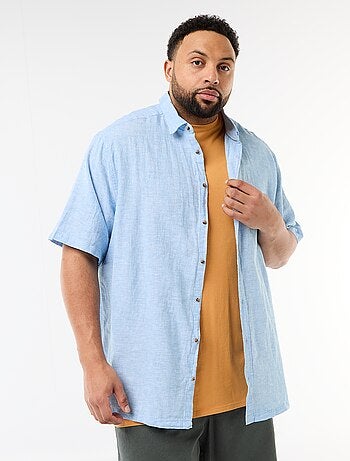 Chemise manches courtes en lin mélangé