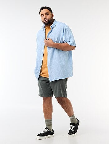 Chemise manches courtes en lin mélangé